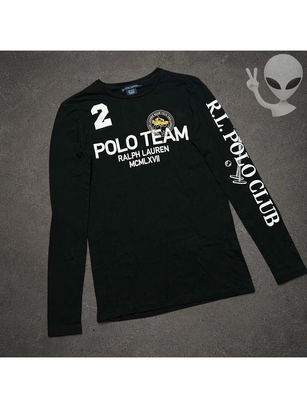 Ralph Lauren Polo Team MCMLXVII Long Sleeve Graphic T-Shirt Black Small